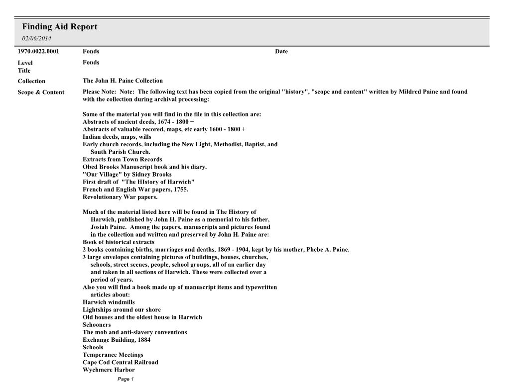 Finding Aid Report 02/06/2014