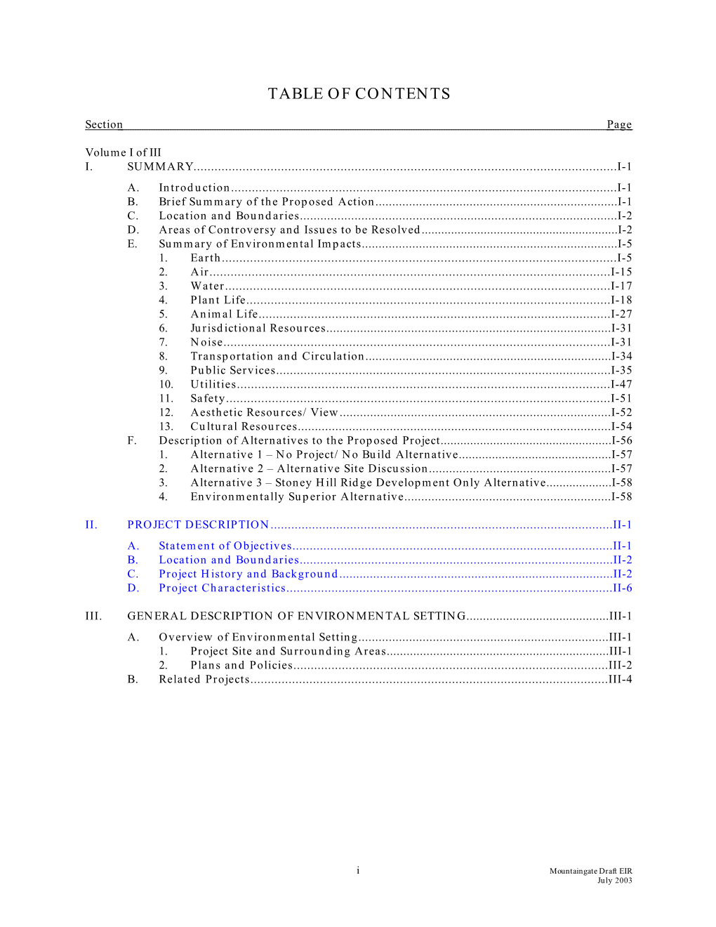 Table of Contents