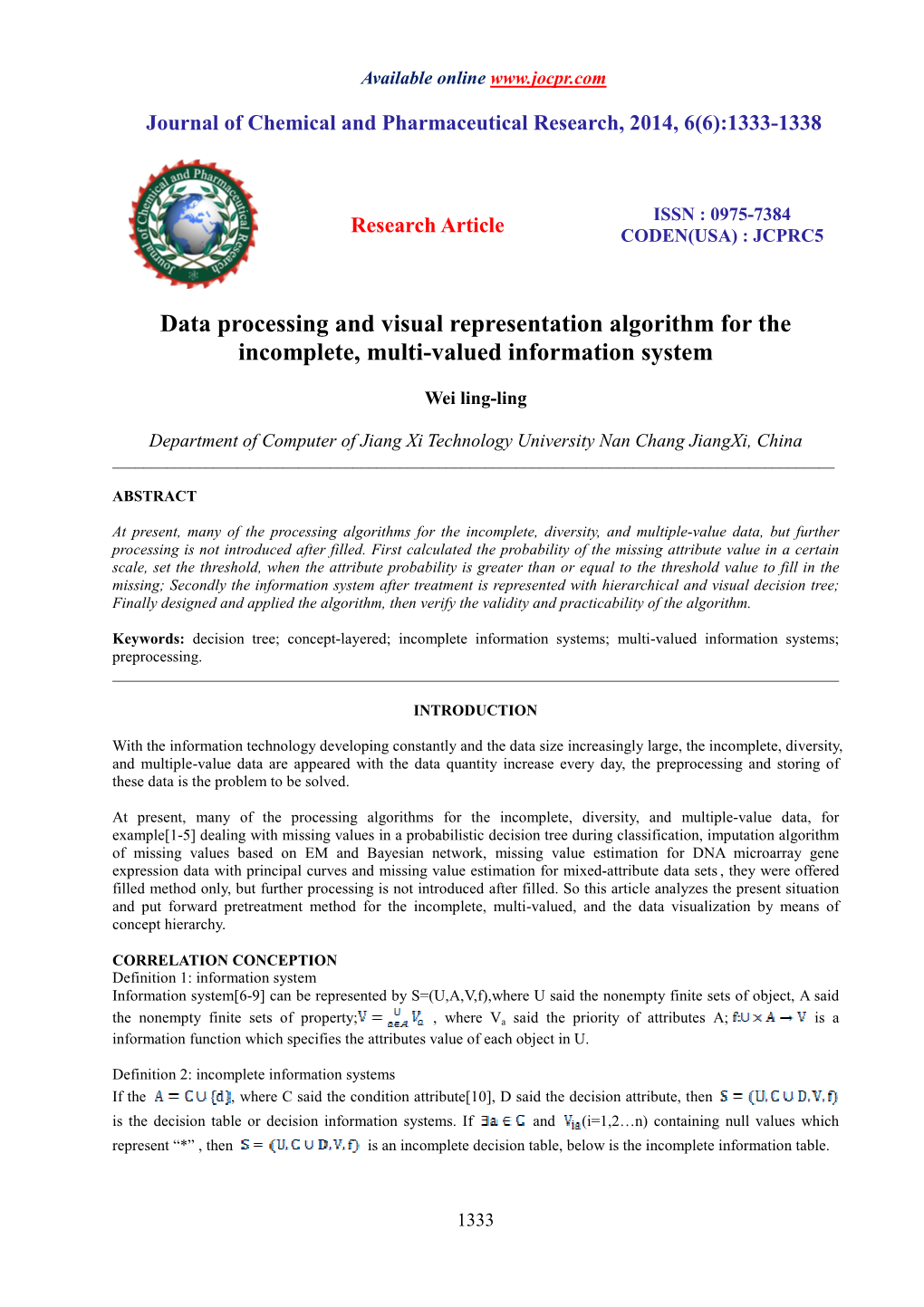 Data Processing and Visual Representation Algorithm for the Incomplete, Multi-Valued Information System