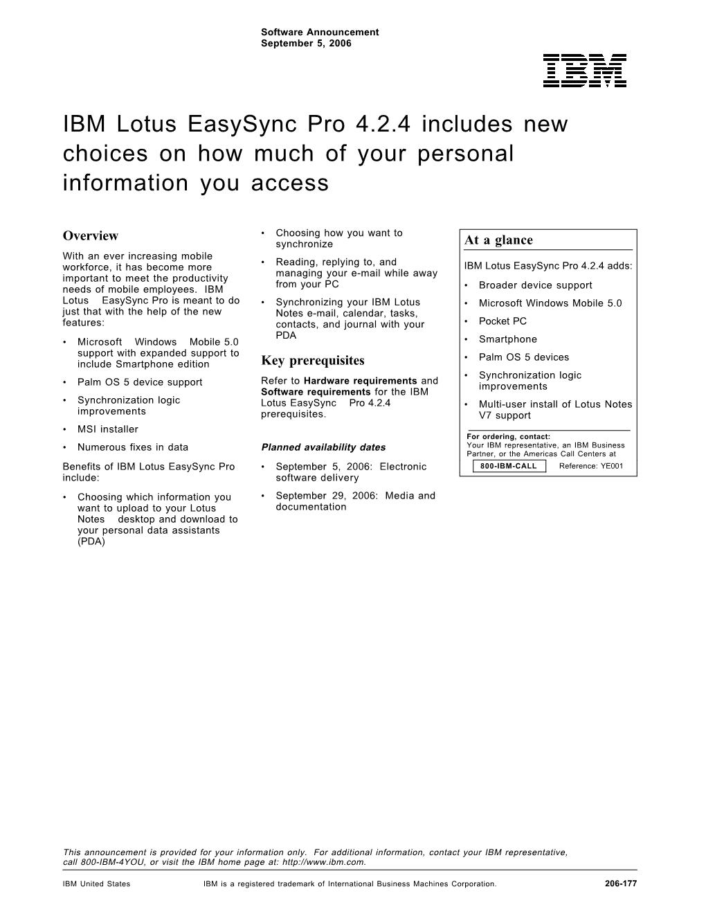 IBM Lotus Easysync Pro 4.2.4 Includes New Choices on How Much of Your Personal Information You Access