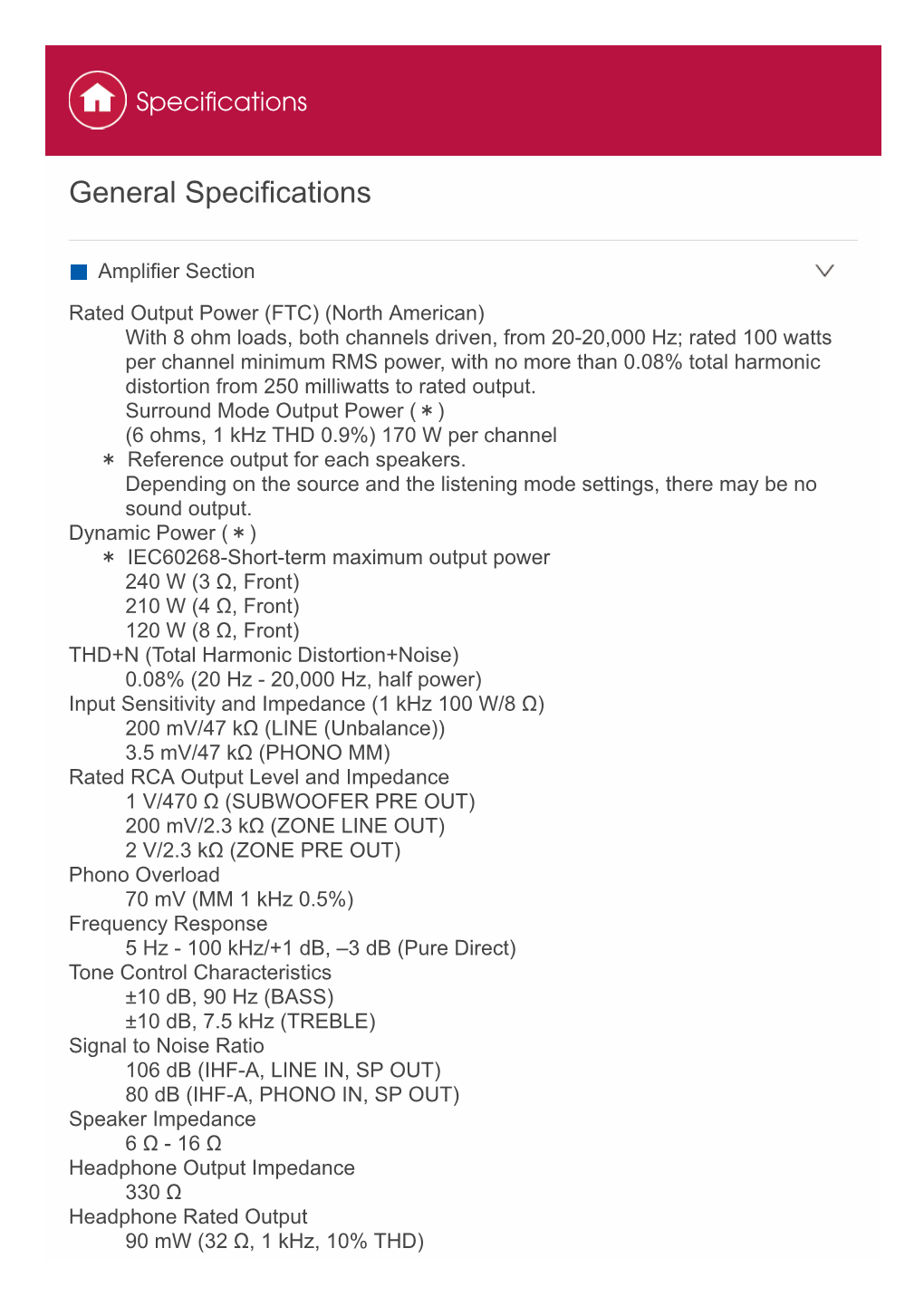 General Specifications