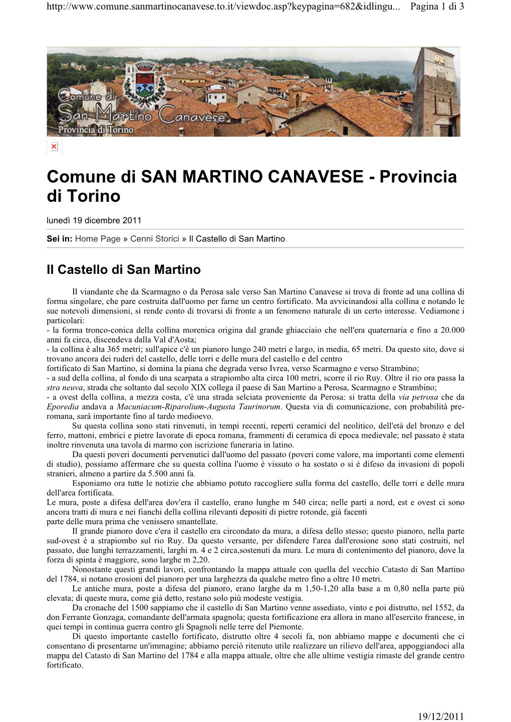 Comune Di SAN MARTINO CANAVESE - Provincia Di Torino