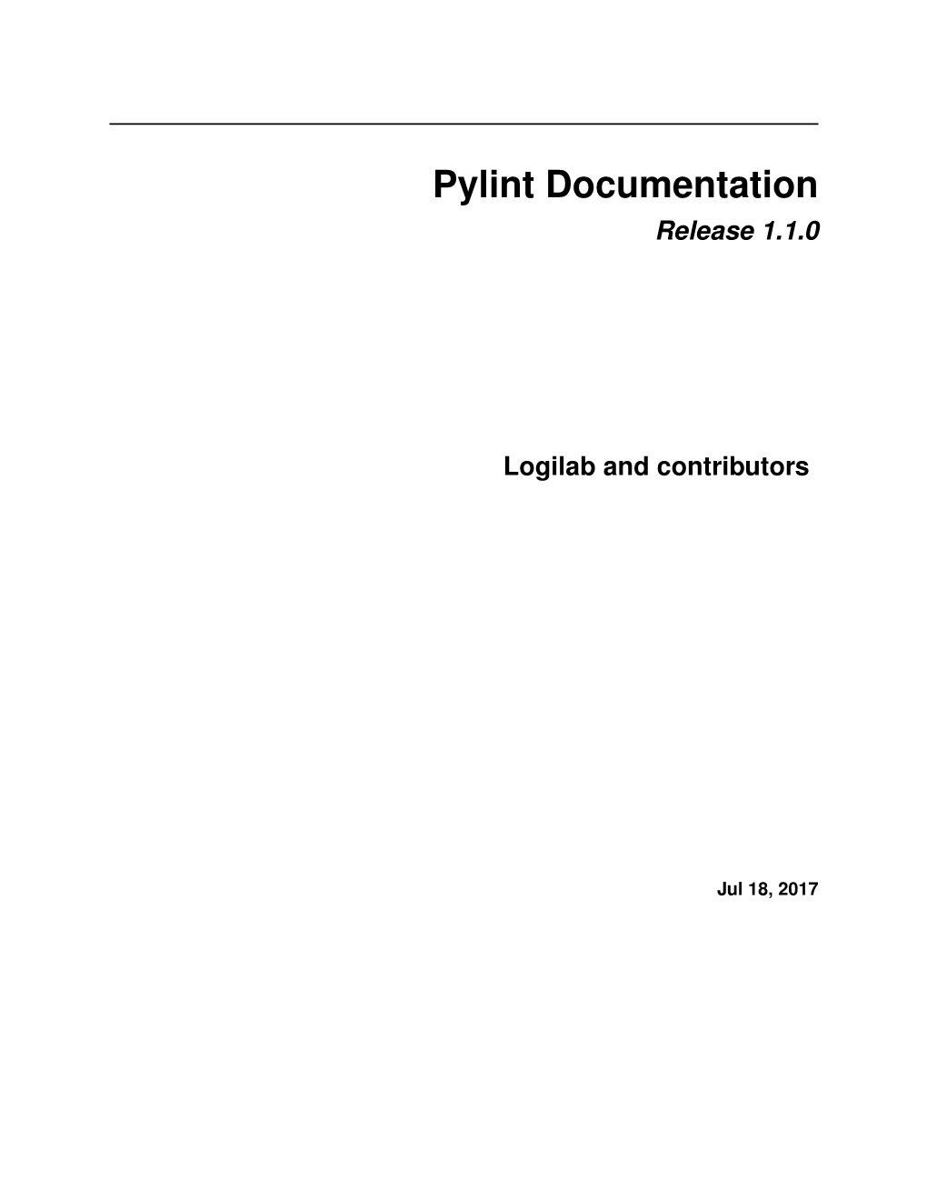 Pylint Documentation Release 1.1.0