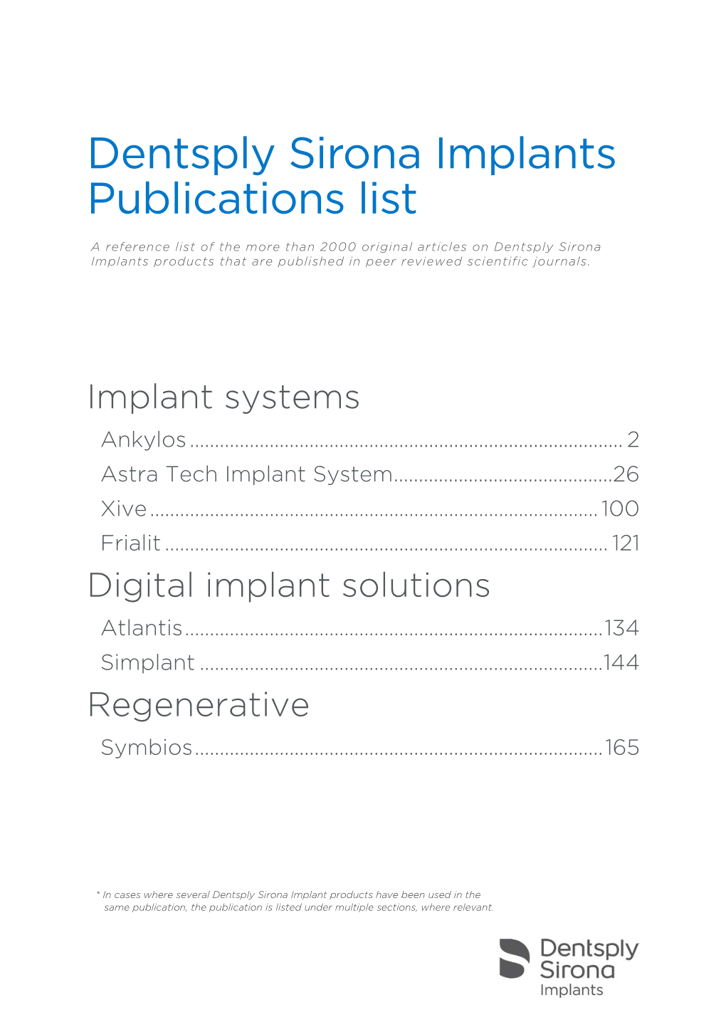 Dentsply Sirona Implants Publications List