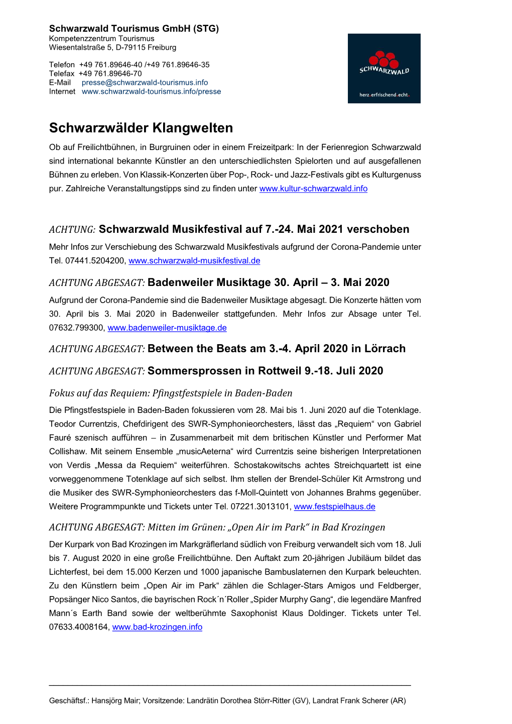 Schwarzwälder Klangwelten 2020