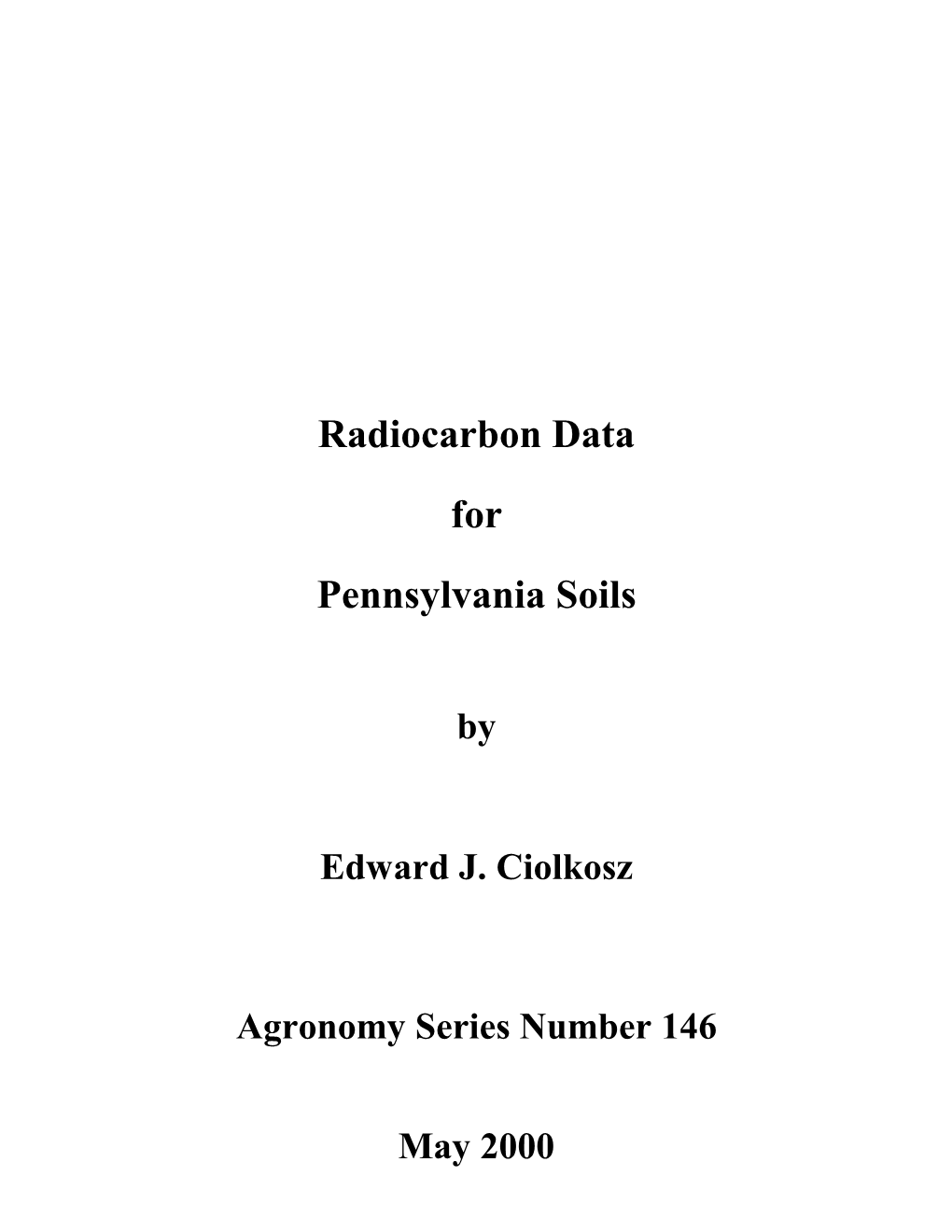 Radiocarbon Data for Pennsylvania Soils