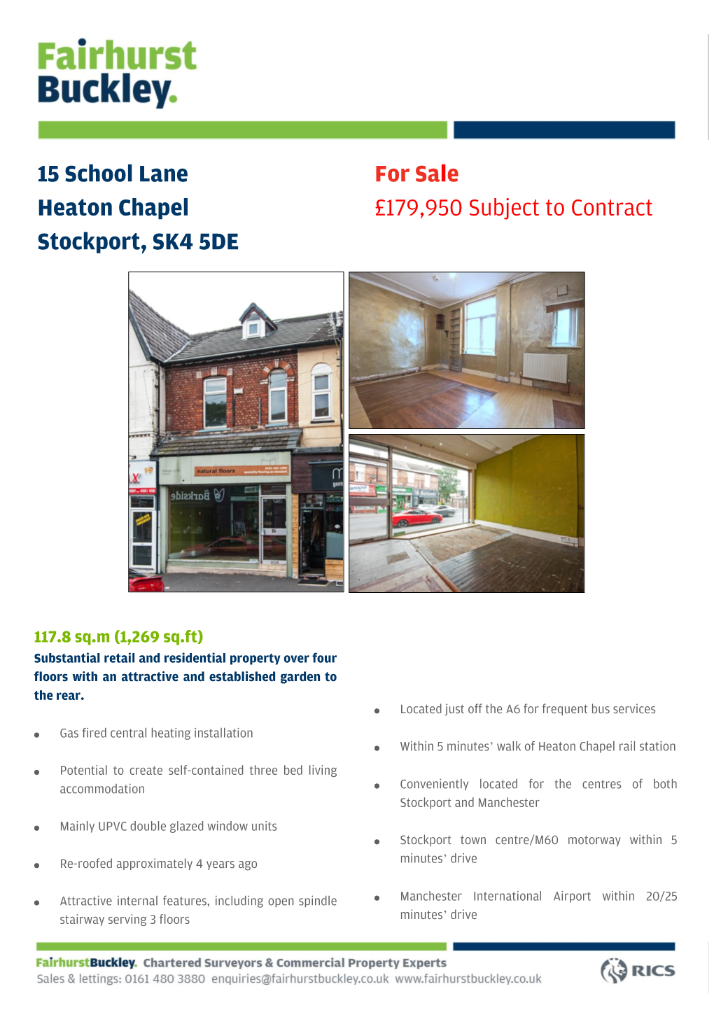 15 School Lane Heaton Chapel Stockport, SK4 5DE for Sale