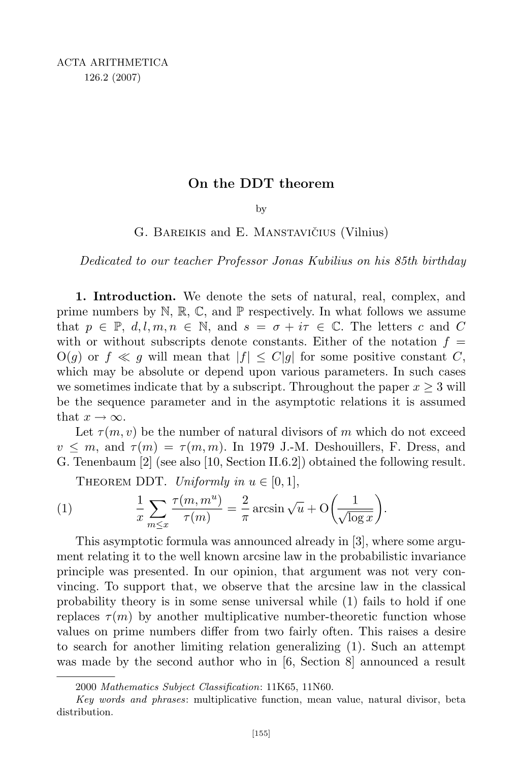 On the DDT Theorem