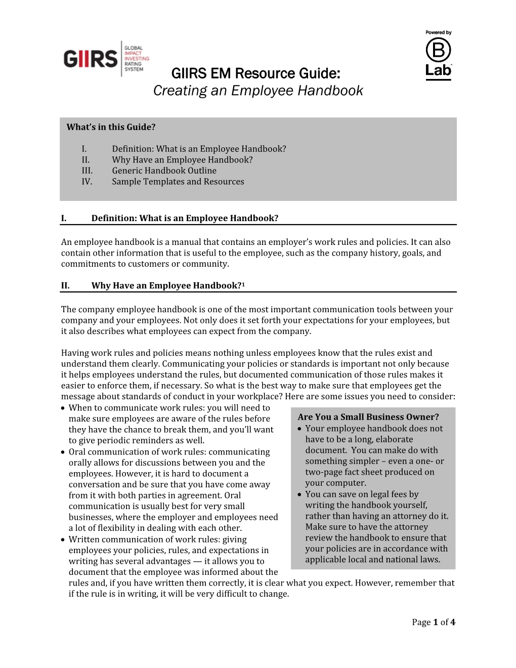 Creating an Employee Handbook