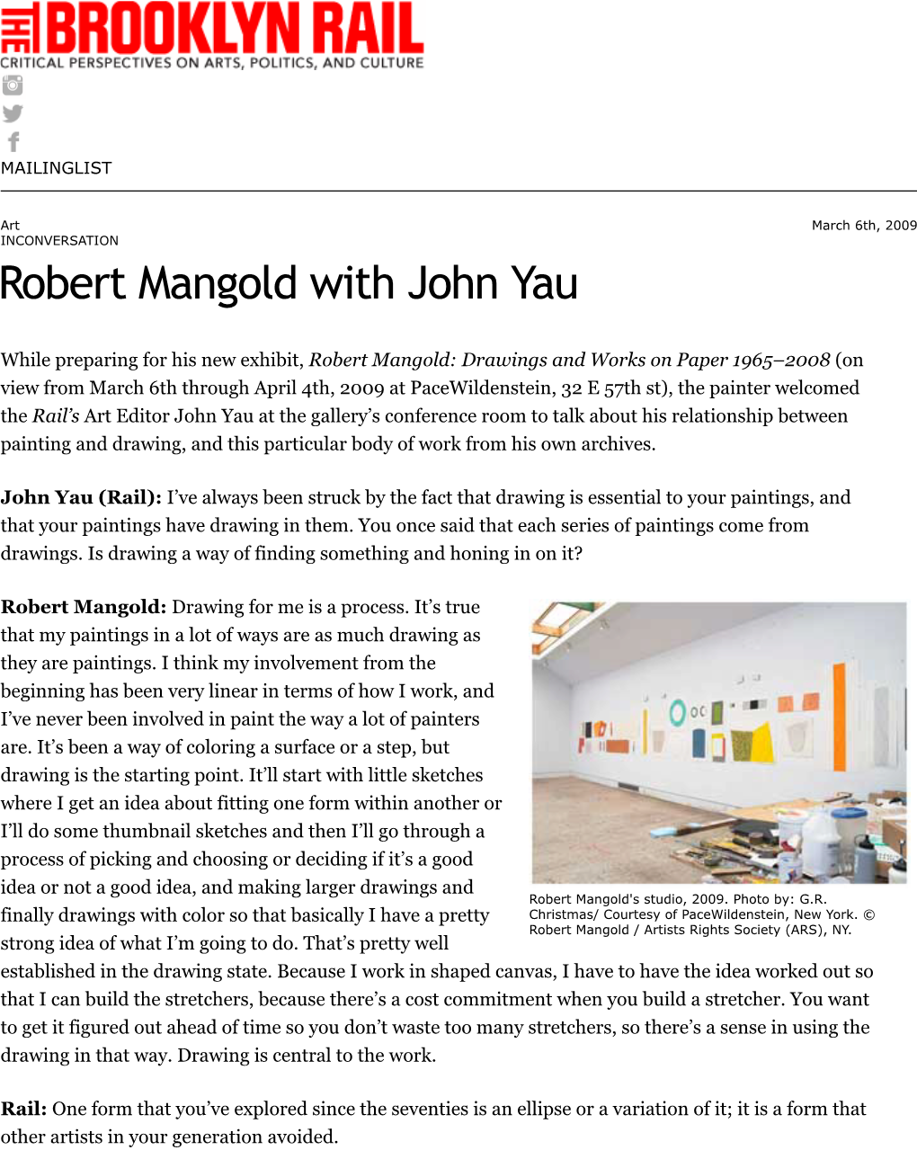 Robert Mangold with John Yau