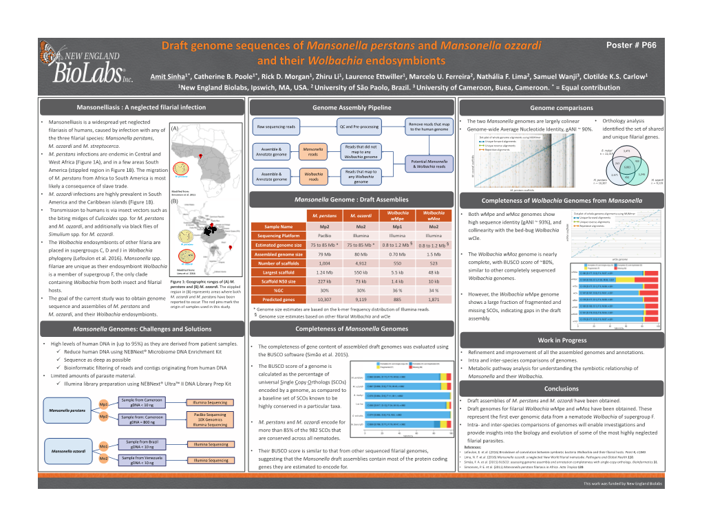 Poster # P66 and Their Wolbachia Endosymbionts Amit Sinha1*, Catherine B