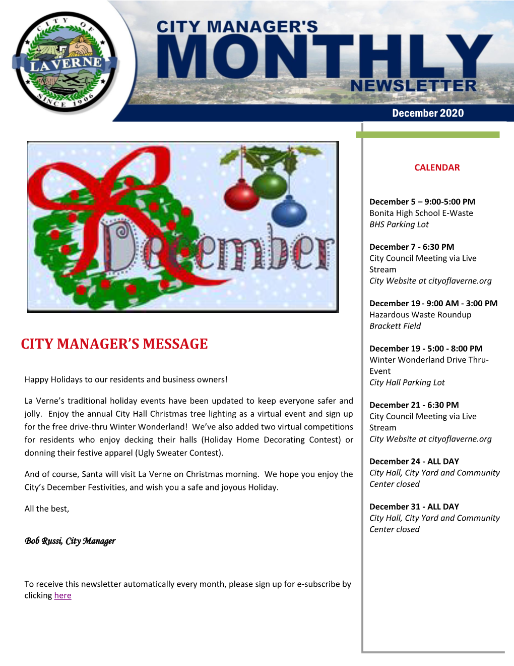 City Manager's Message