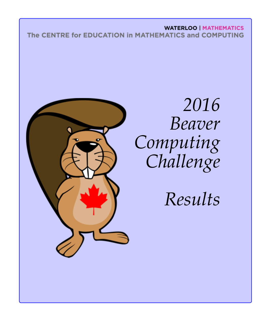 2016 Beaver Computing Challenge