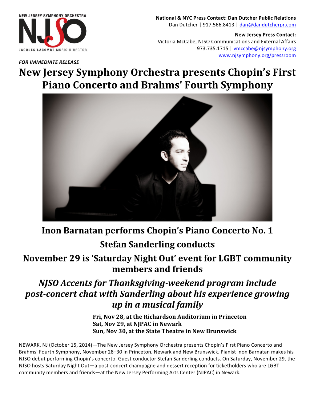 New Jersey Symphony Orchestra Presents Chopin's First Piano