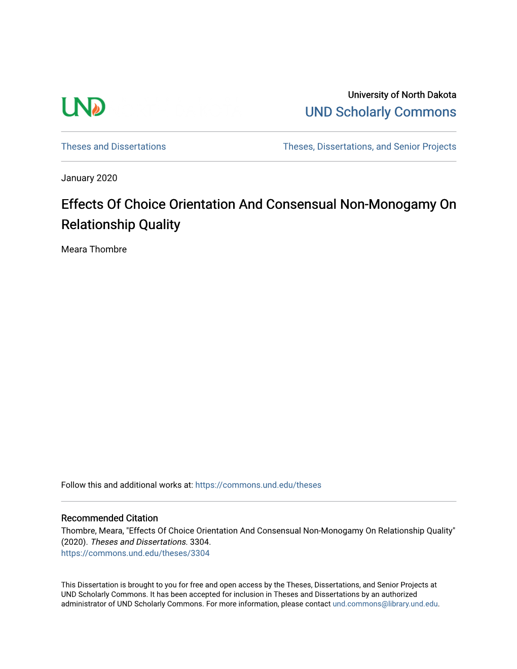 Effects of Choice Orientation and Consensual Non-Monogamy on Relationship Quality