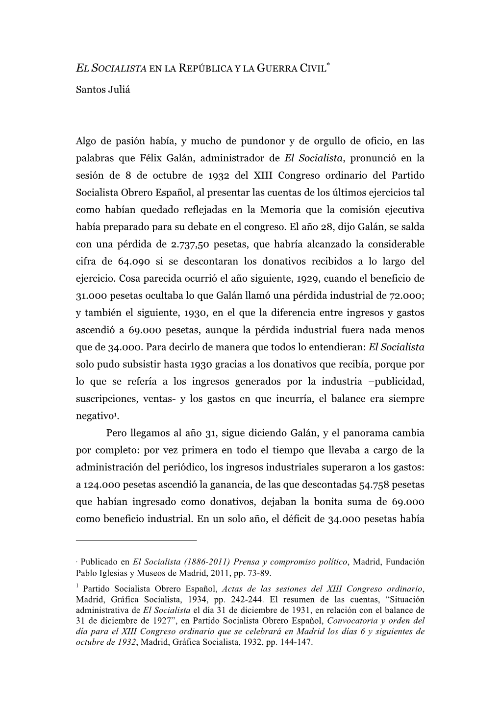 El Socialista En La República Y La Guerra Civil∗