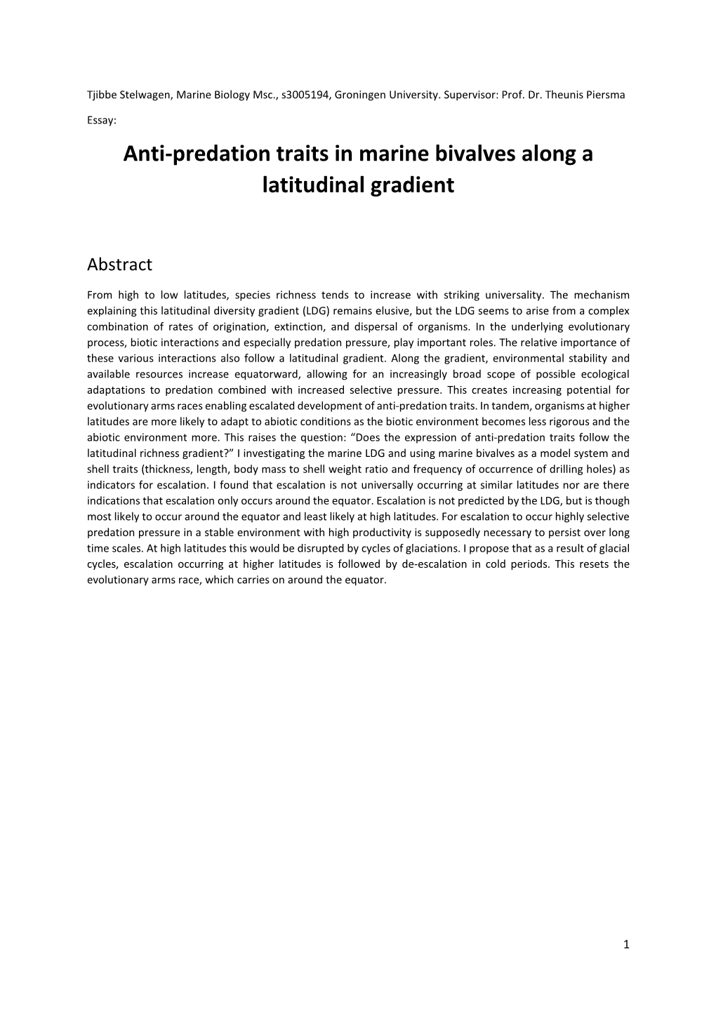 Anti-Predation Traits in Marine Bivalves Along a Latitudinal Gradient