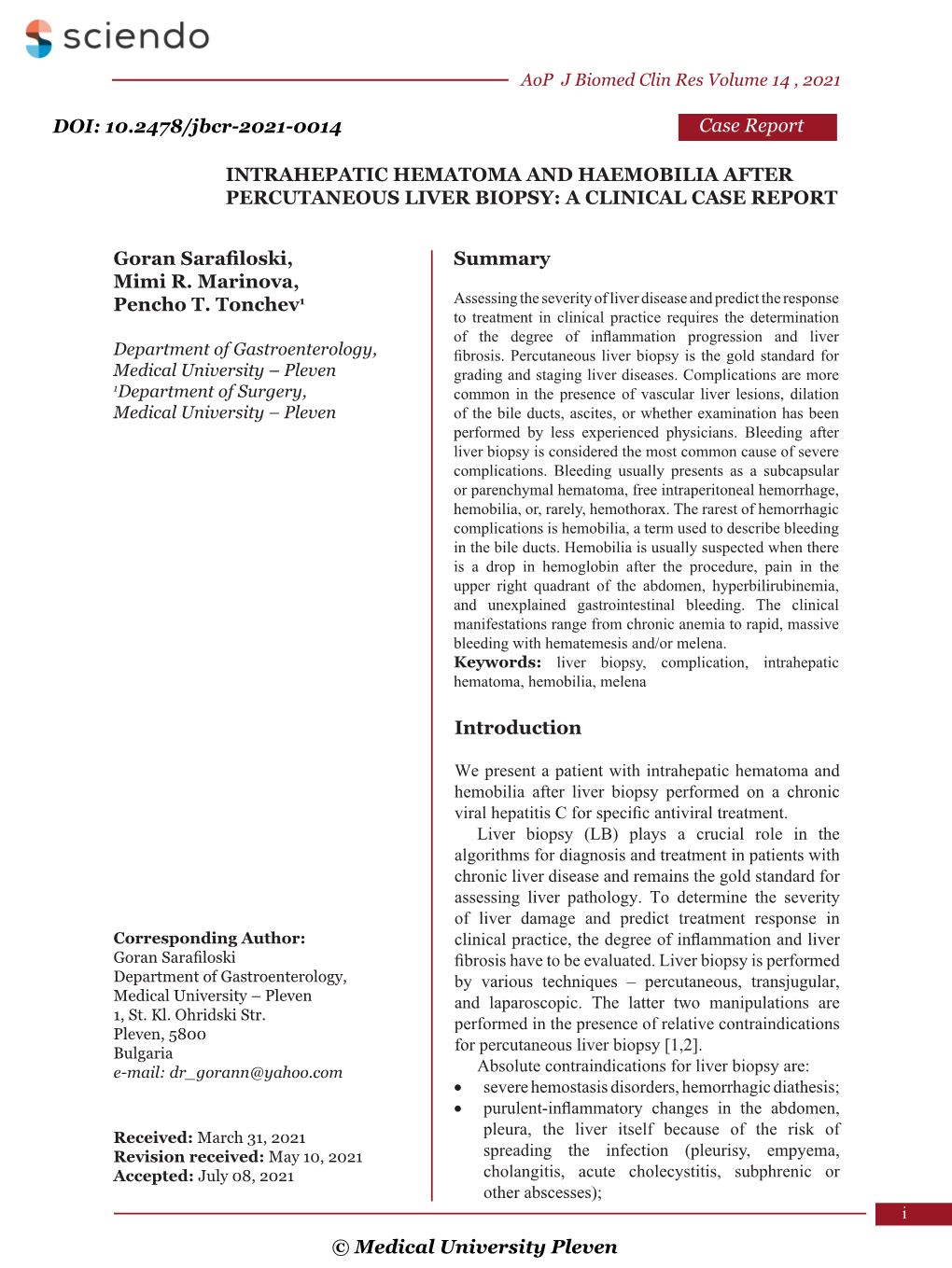 A CLINICAL CASE REPORT Goran Sarafiloski, Mimi