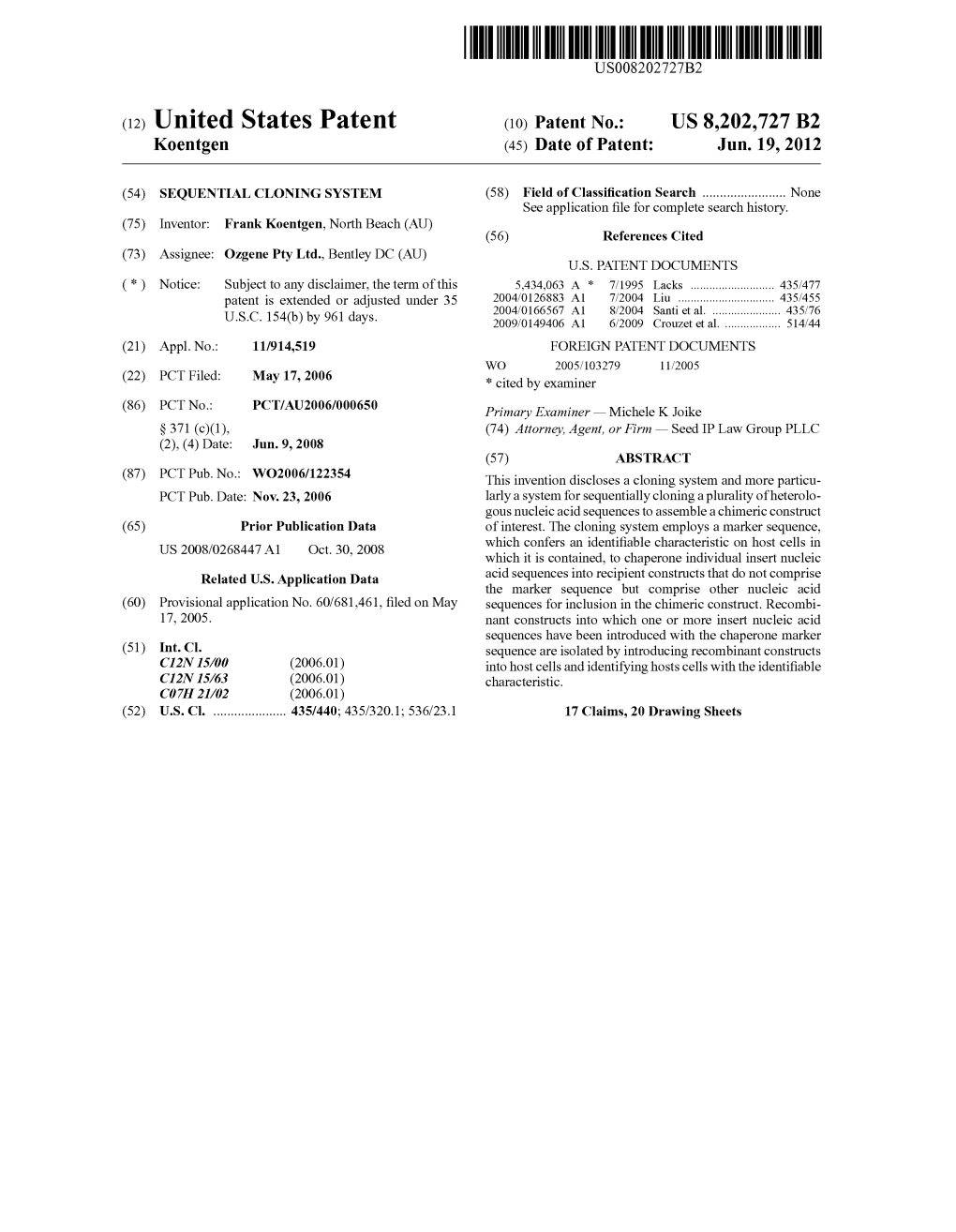 (12) United States Patent (10) Patent No.: US 8,202,727 B2 Koentgen (45) Date of Patent: Jun