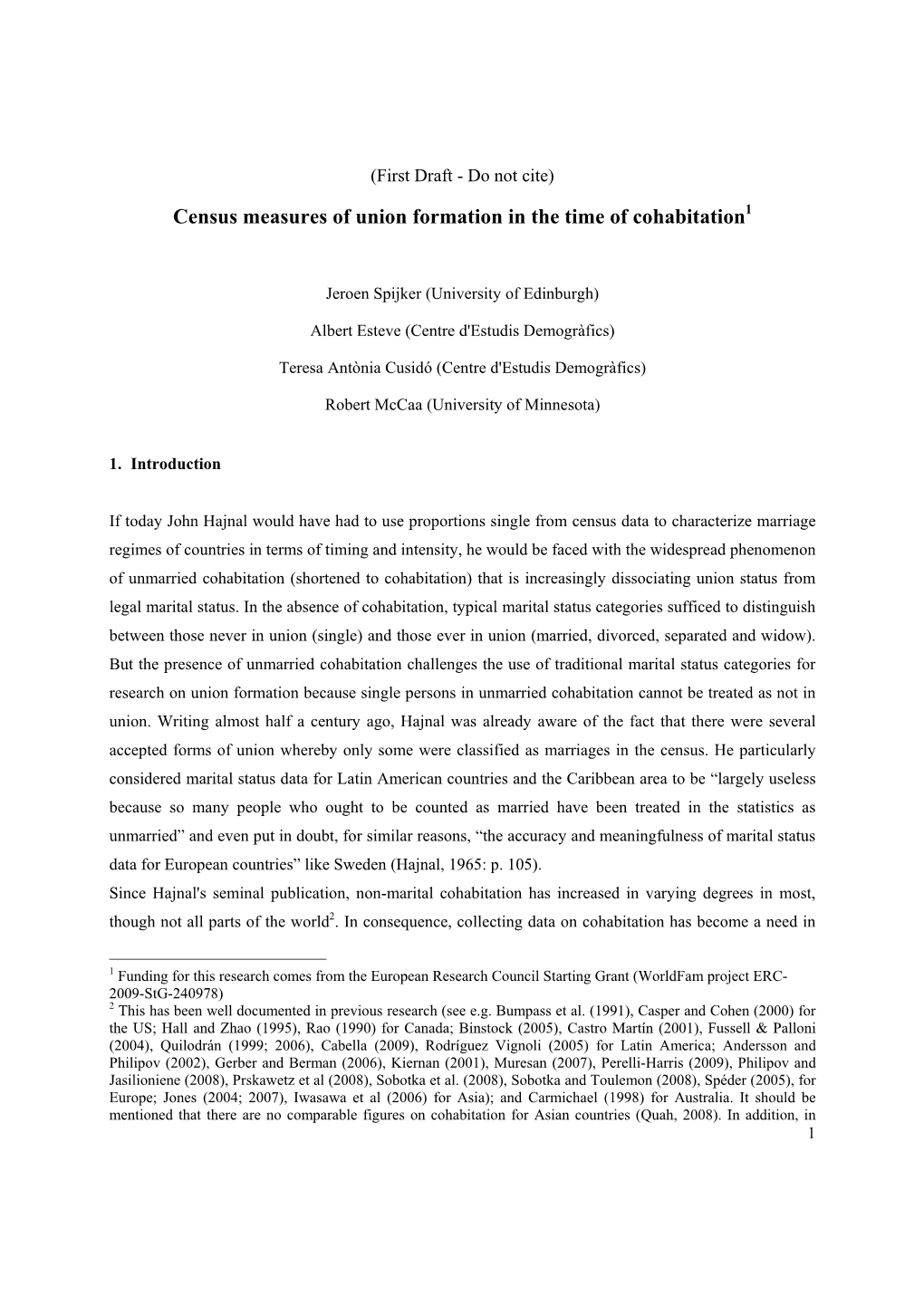 Census Measures of Union Formation in the Time of Cohabitation1