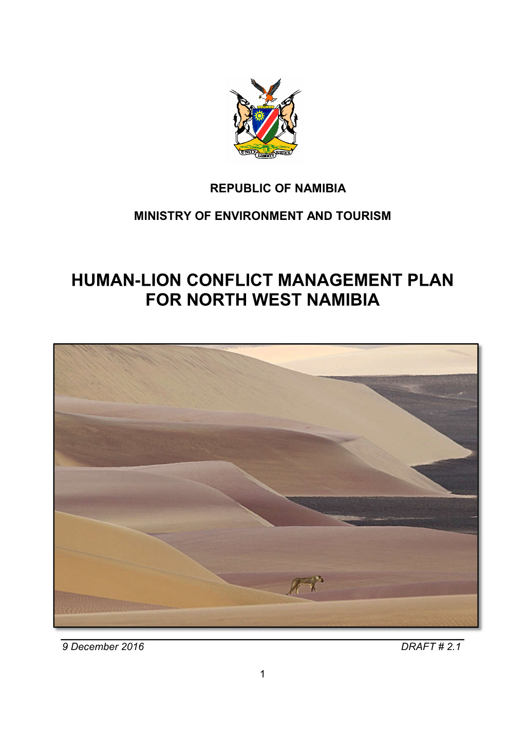 Human-Lion Conflict Management Plan for North West Namibia