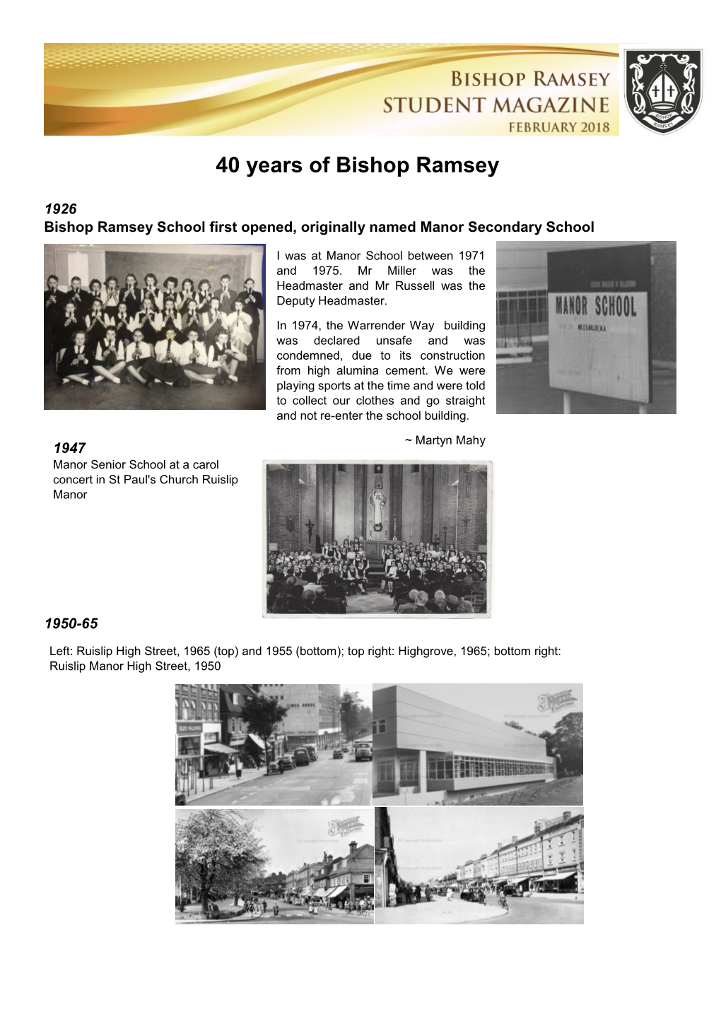 40 Years of Bishop Ramsey