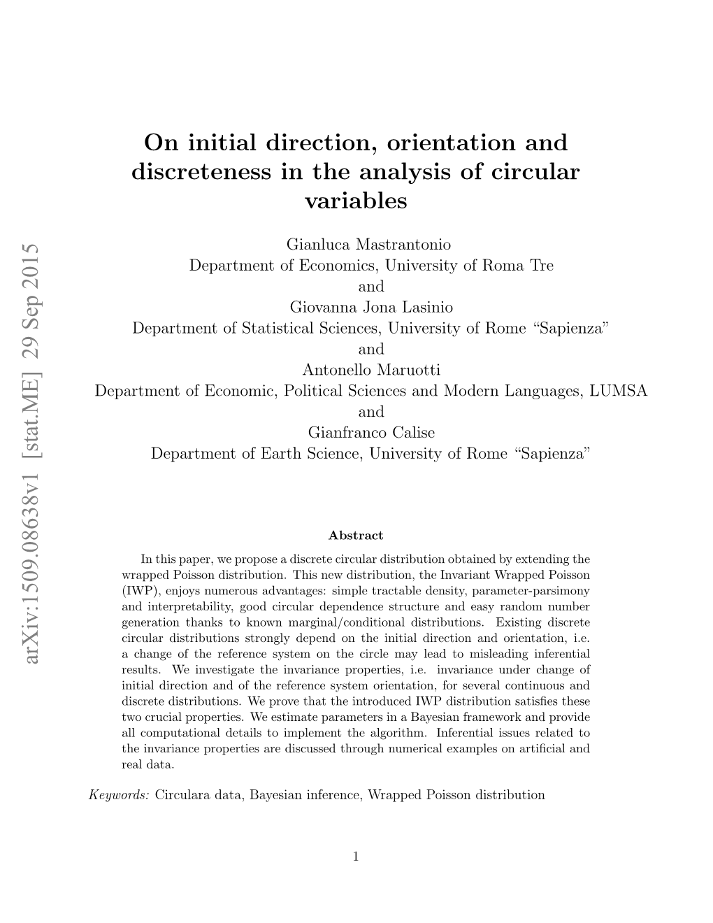 On Initial Direction, Orientation and Discreteness in the Analysis of Circular Variables