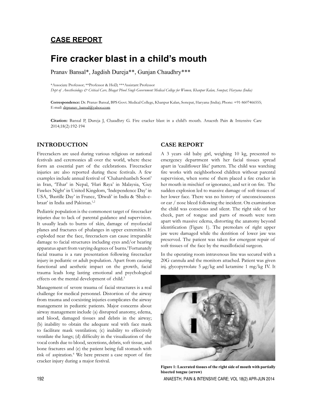 Fire Cracker Blast in a Child's Mouth