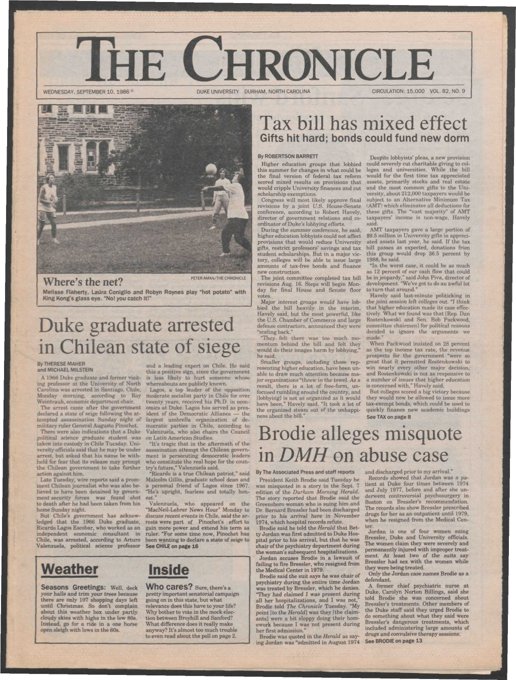The Chronicle Wednesday, September 10, 1986 • Duke University Durham