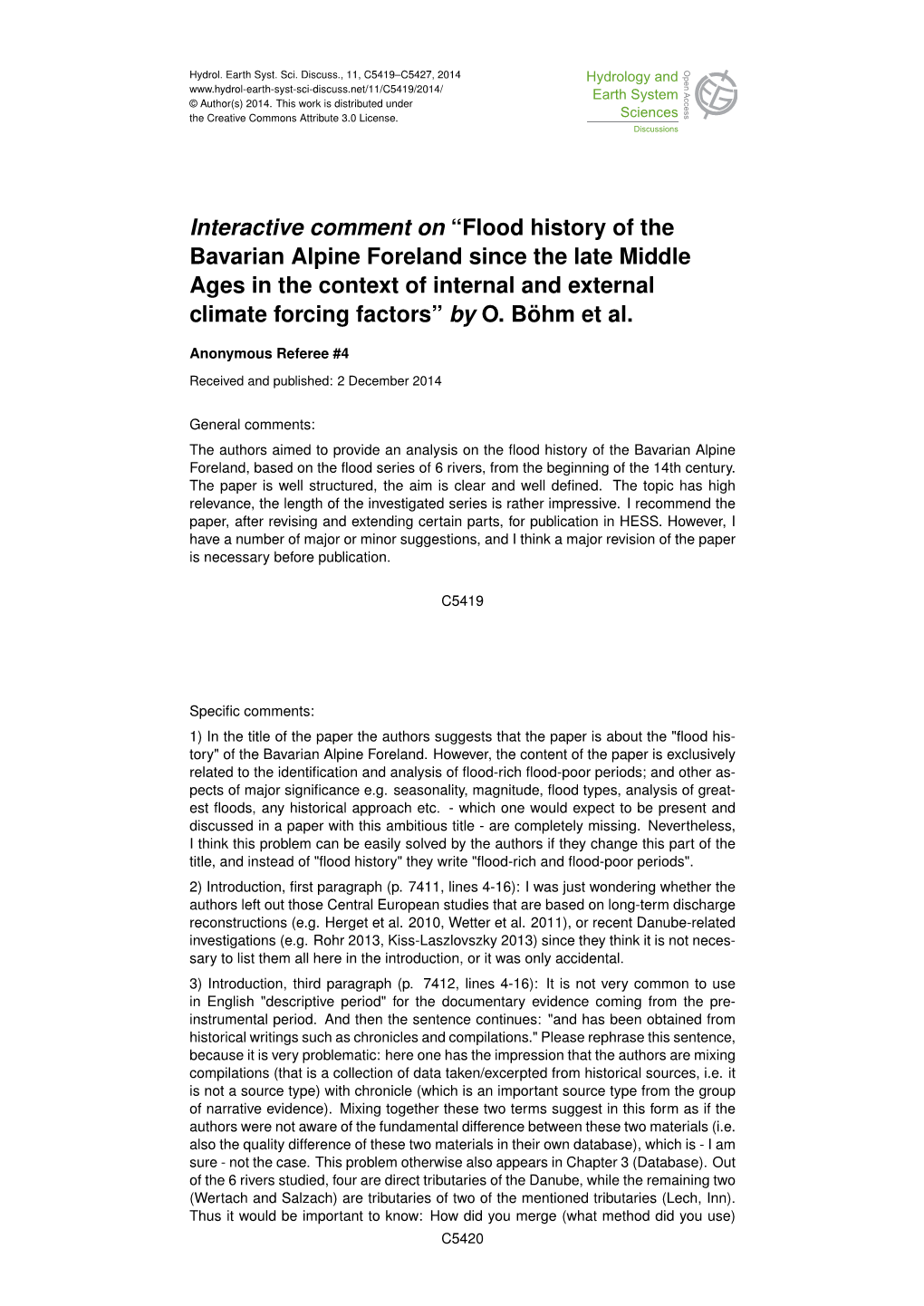 Flood History of the Bavarian Alpine Foreland Since the Late Middle Ages in the Context of Internal and External Climate Forcing Factors” by O