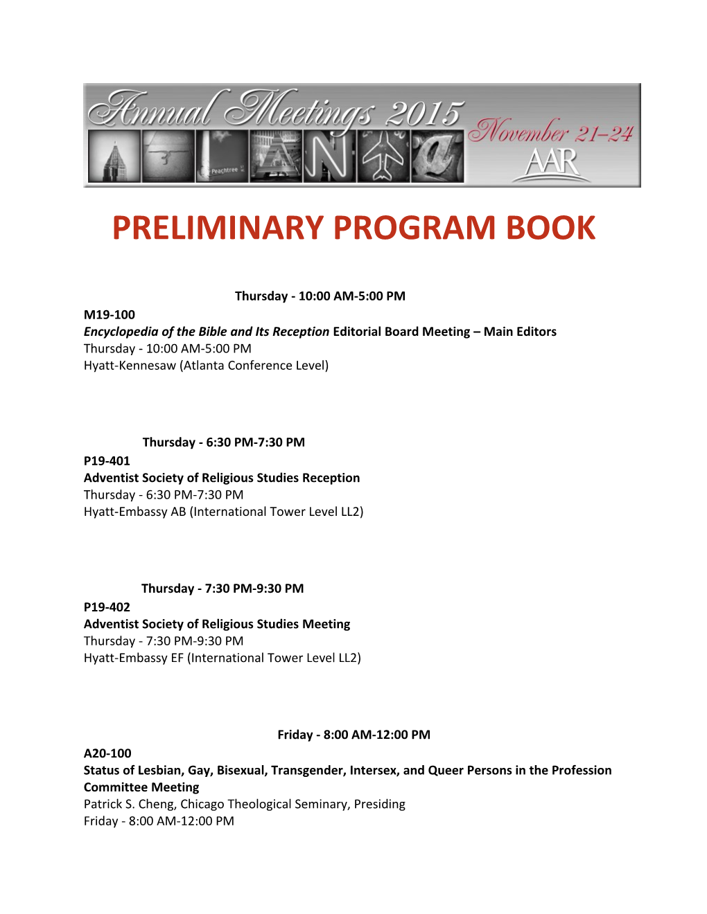 Preliminary Program Book