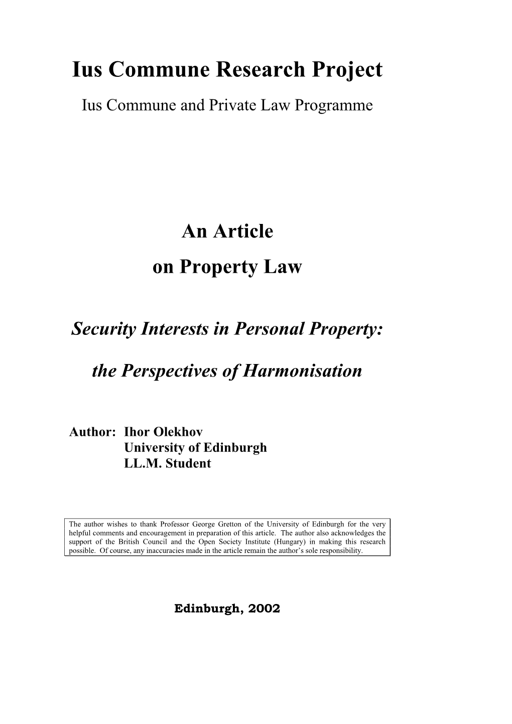 An Article on Property Law