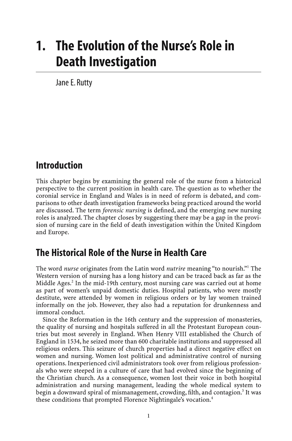 1. the Evolution of the Nurse's Role in Death Investigation
