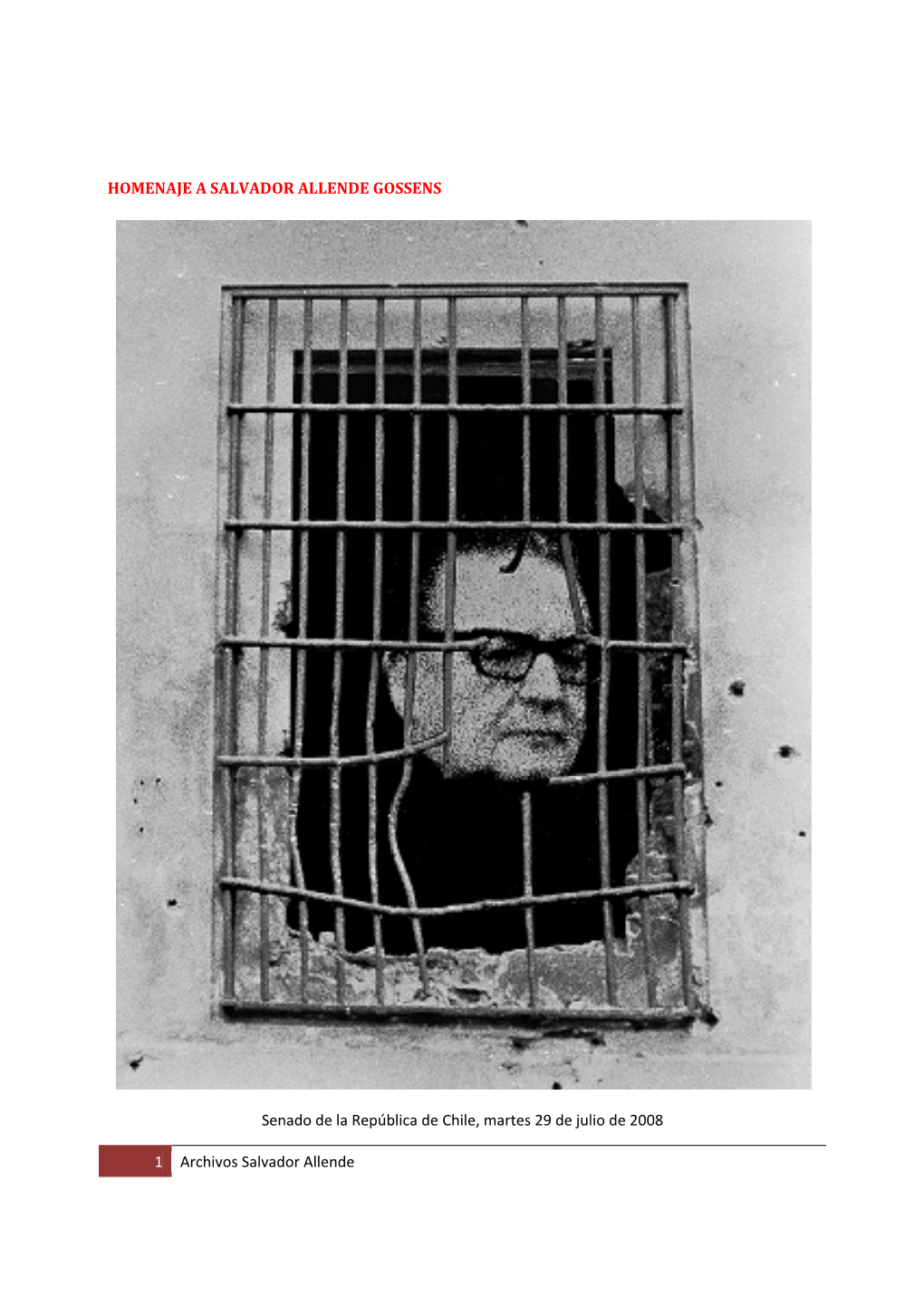 Homenaje a Salvador Allende En El Senado De La República