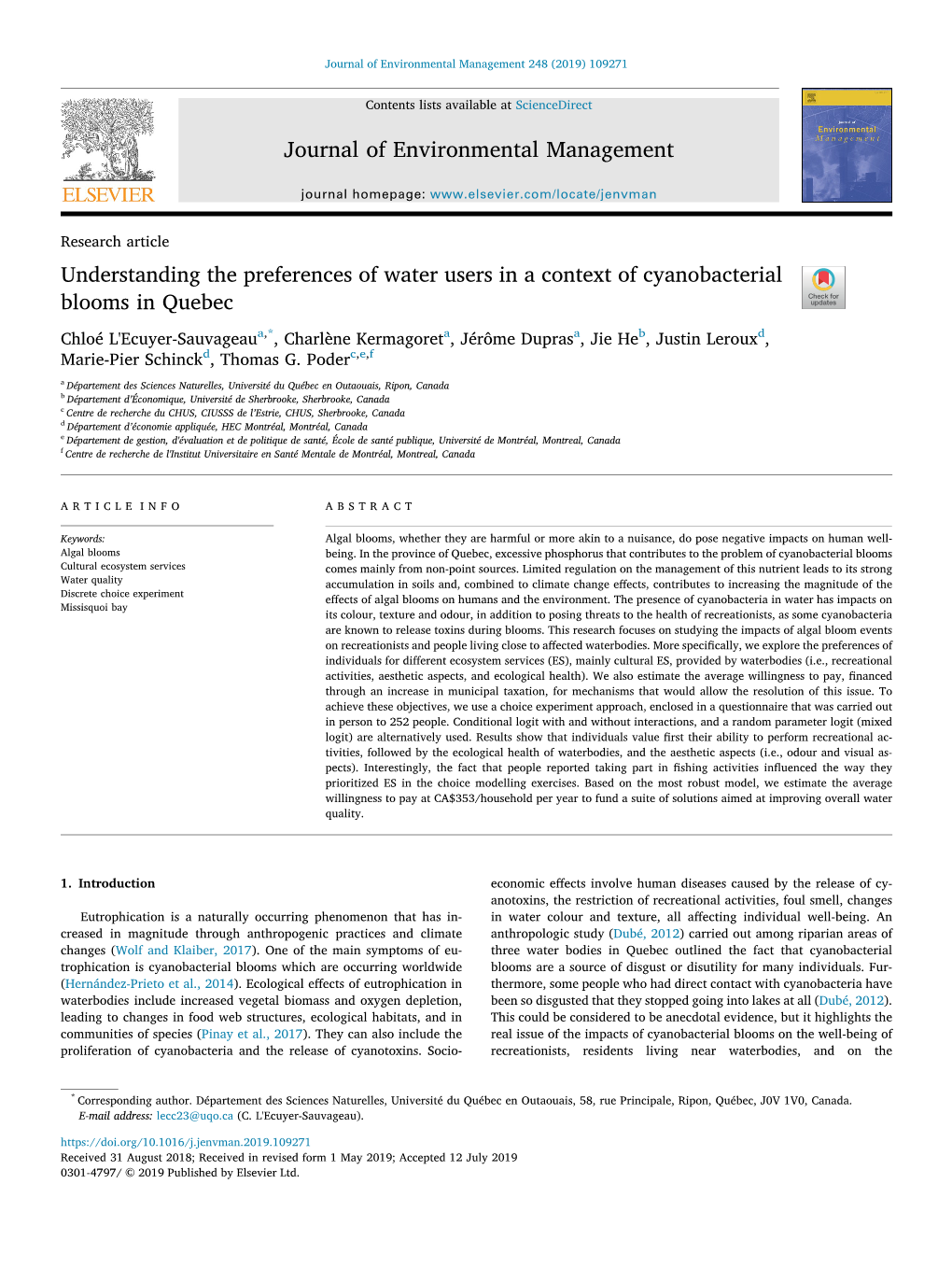 Understanding the Preferences of Water Users in a Context Of