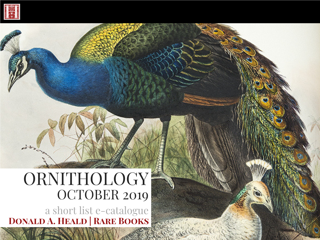 ORNITHOLOGY OCTOBER 2019 a Short List E-Catalogue Donald A