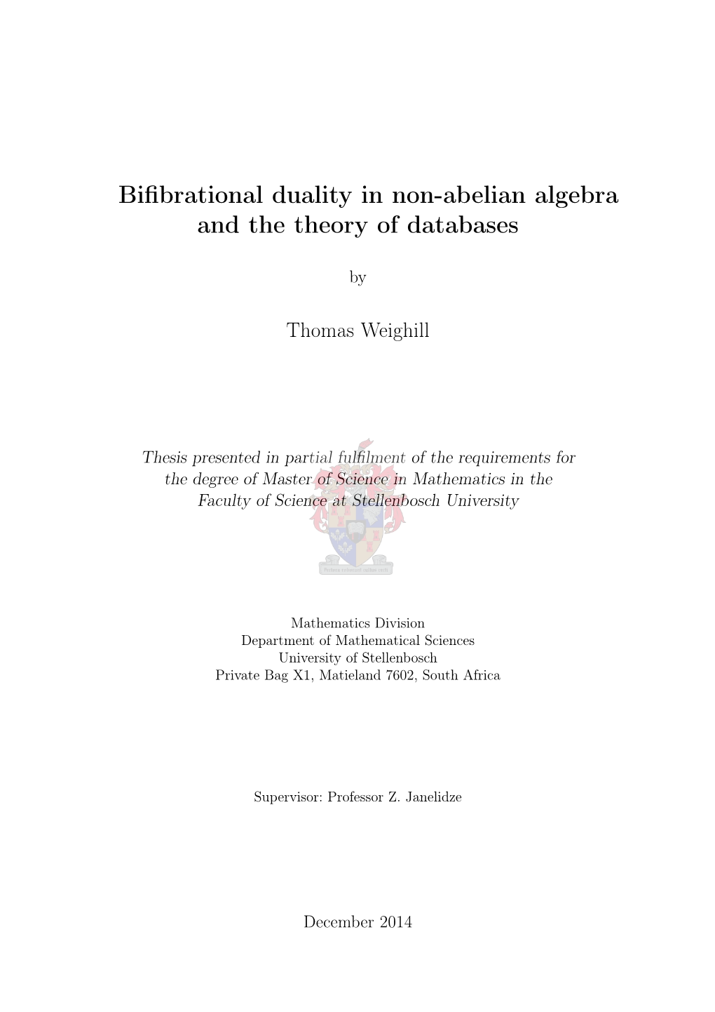 Bifibrational Duality in Non-Abelian Algebra and the Theory of Databases