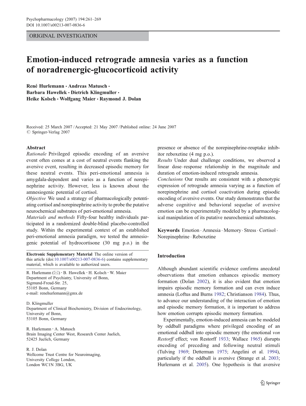 Emotion-Induced Retrograde Amnesia Varies As a Function of Noradrenergic-Glucocorticoid Activity