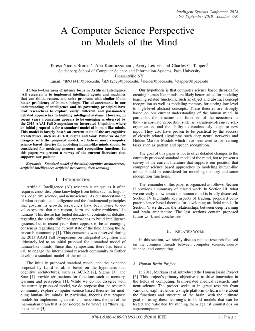 A Computer Science Perspective on Models of the Mind