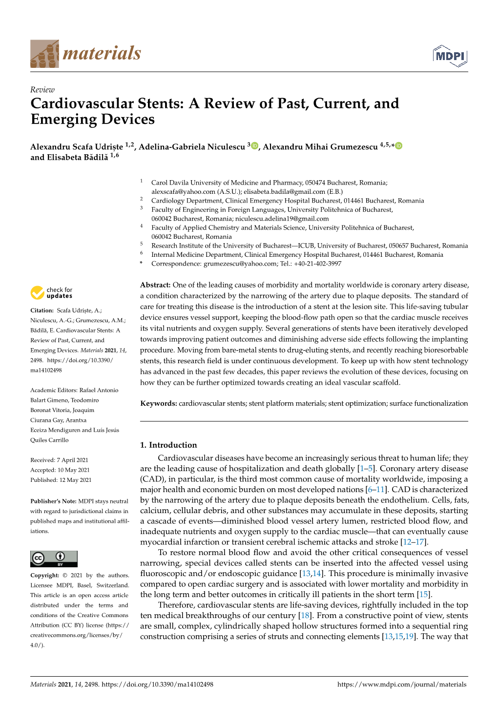 Cardiovascular Stents: a Review of Past, Current, and Emerging Devices