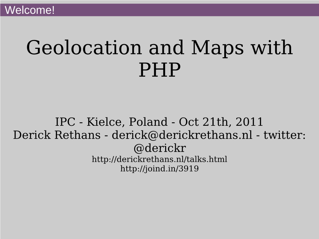 Geolocation and Maps with PHP