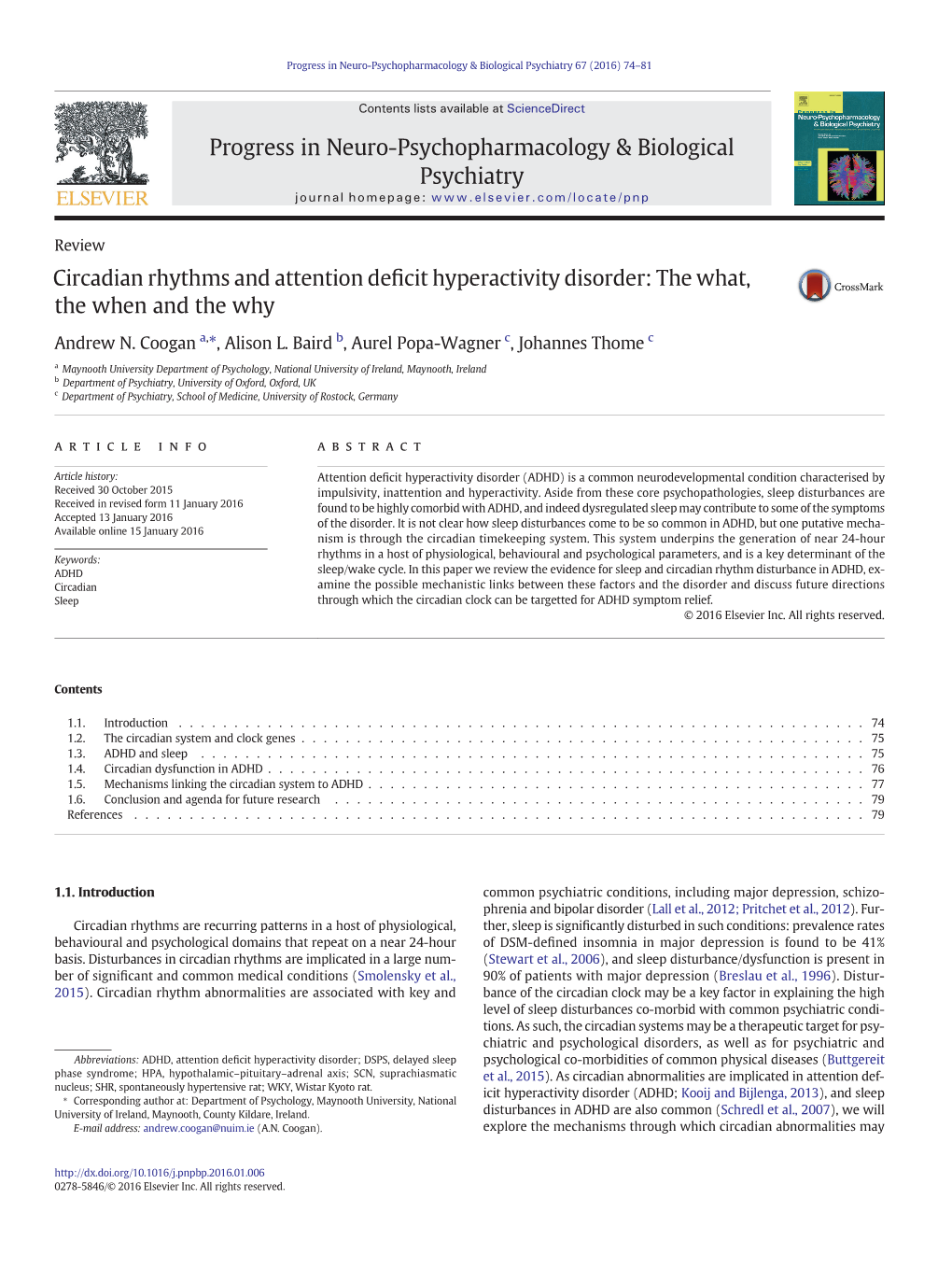 Circadian Rhythms and Attention Deficit Hyperactivity Disorder: the What