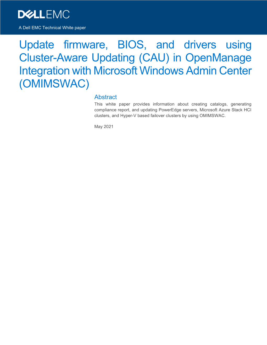 Update Cluster Using Cluster-Aware Updating in Openmanage