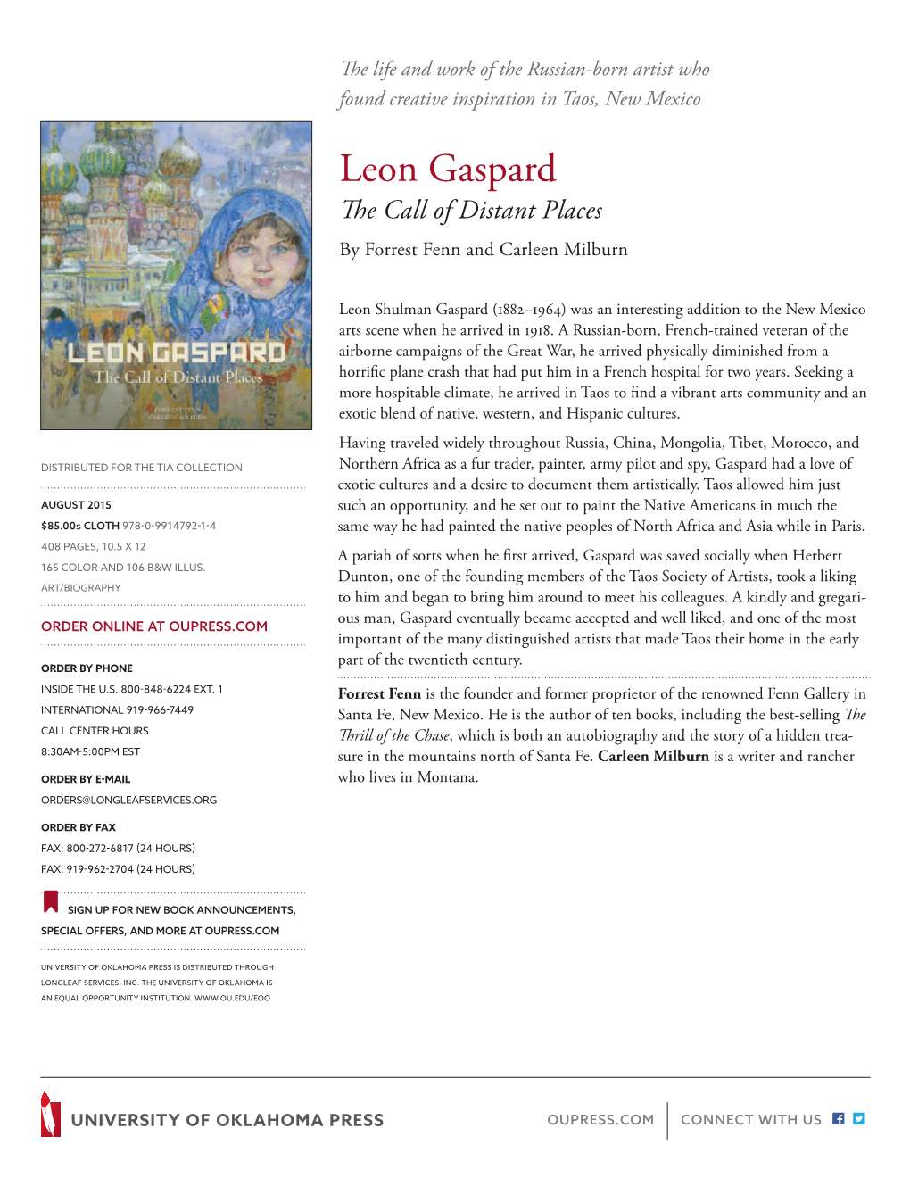 Leon Gaspard the Call of Distant Places by Forrest Fenn and Carleen Milburn