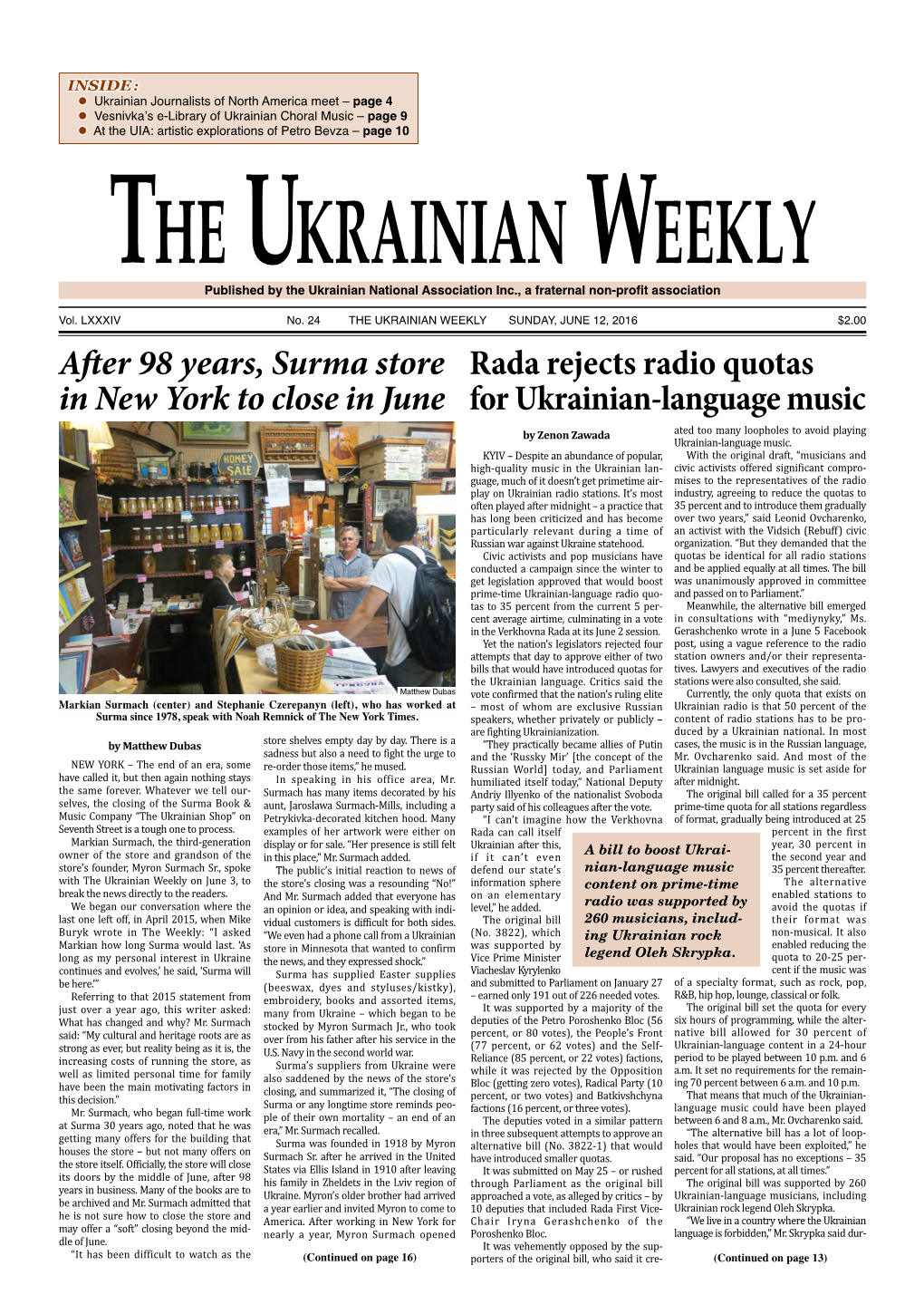 The Ukrainian Weekly, 2016