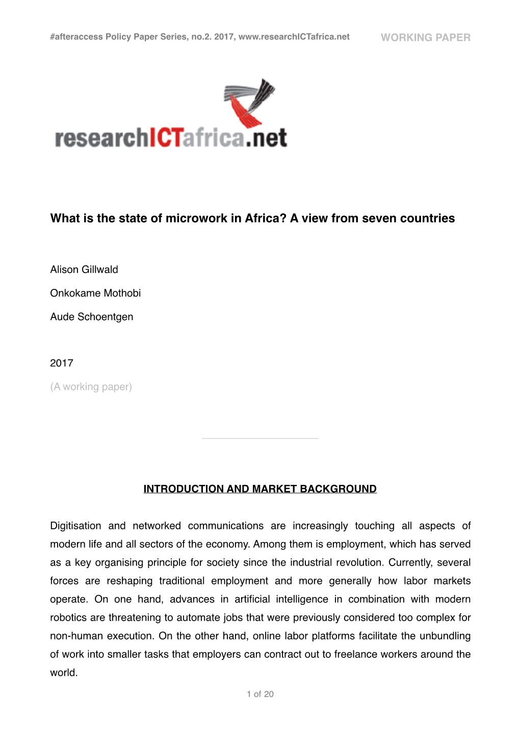 What Is the State of Microwork in Africa? a View from Seven Countries