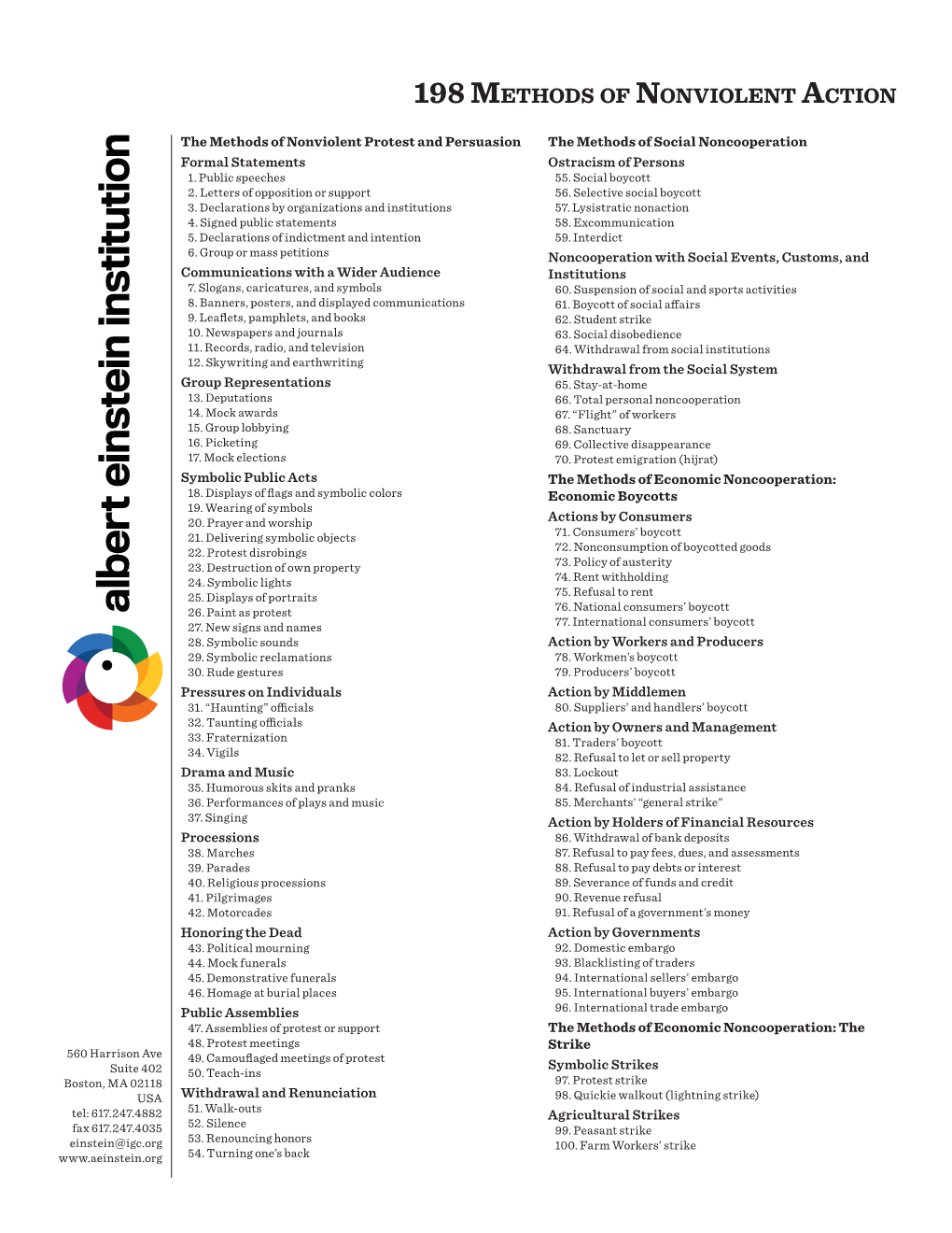 198 Methods of Nonviolent Action