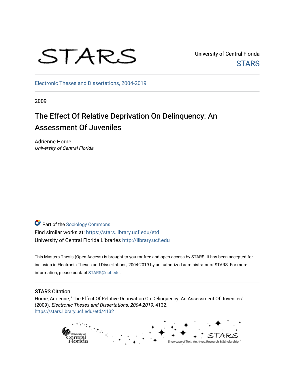 The Effect of Relative Deprivation on Delinquency: an Assessment of Juveniles