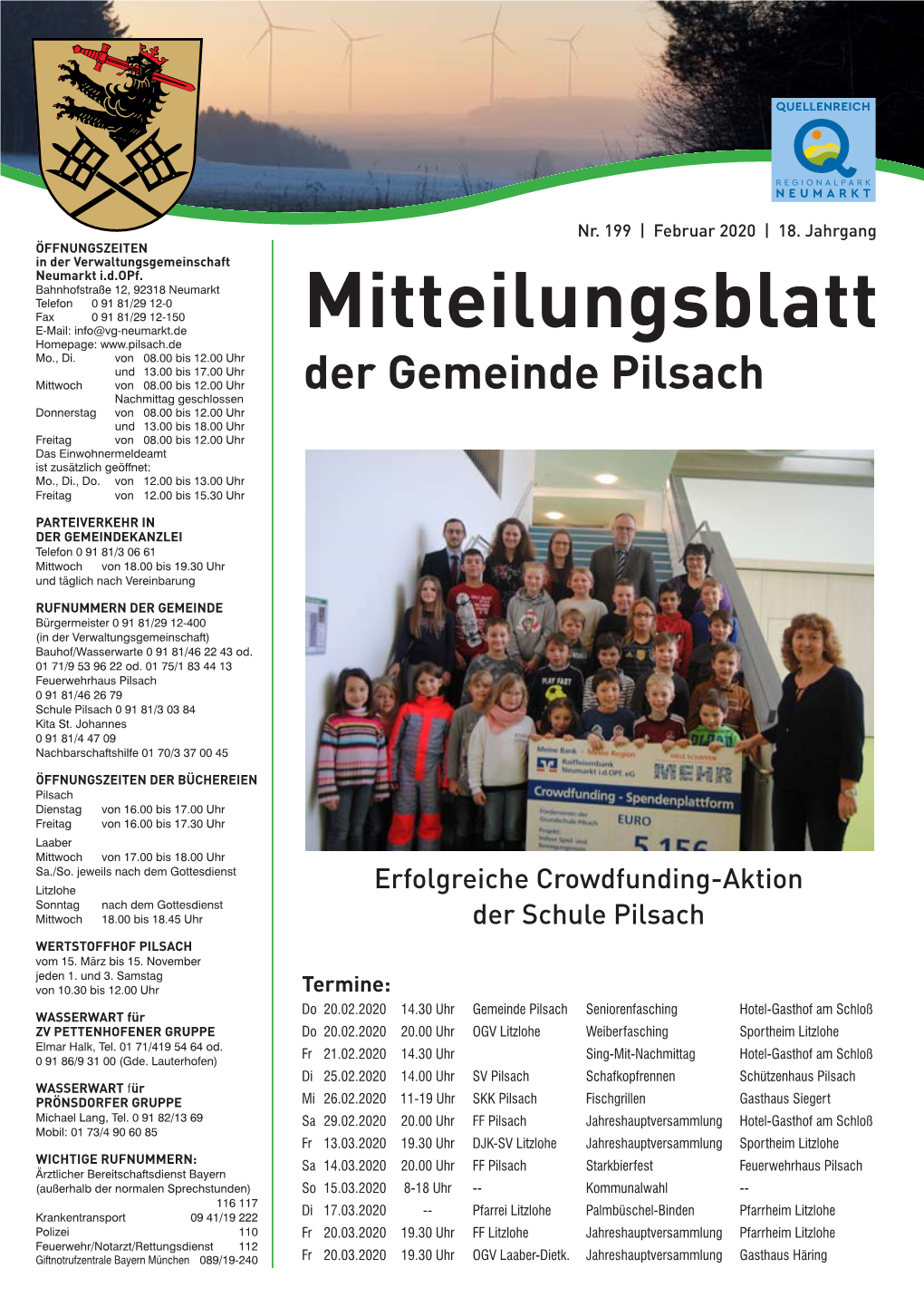 Mitteilungsblatt Der Gemeinde Pilsach - Februar 2020 