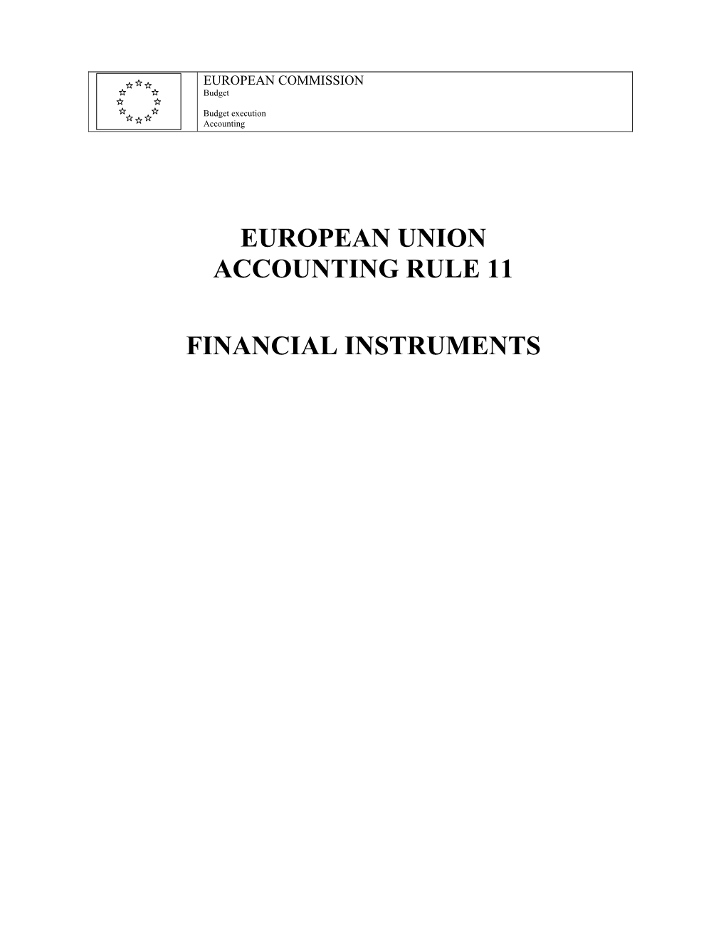 European Union Accounting Rule 11 Financial Instruments